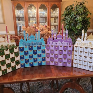 Ramadan 30 Day Mosque Advent Calendar, Islamic Muslim Decor MDF Wooden Eid Mubarak, First Ramadan Children's Eid Gift with Islamic Learning