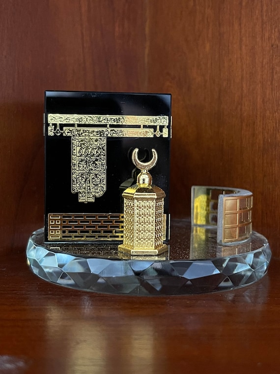 Muslim Crystal Gilded Kaaba Model, Premium Crystal Islamic