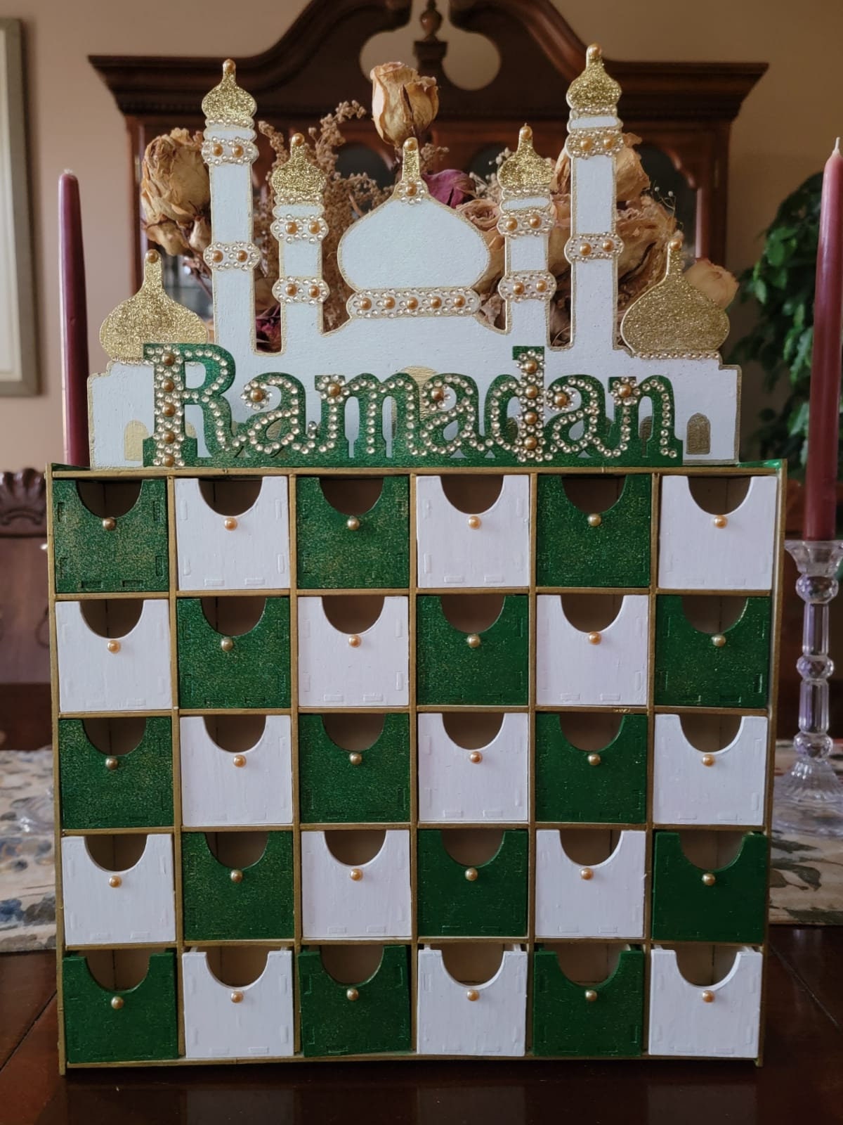 Fonlyou Calendrier de l'Avent musulman en bois pour l'Aïd du Ramadan  Mubarak Calendrier du Ramadan de 30 jours