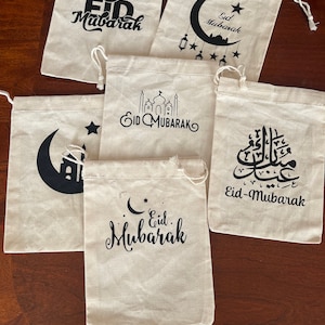 Eid Goodie Bags Ramadan Loot Bags Islamic Muslim Eidie Canvas Custom Party Favors Can be Personalized