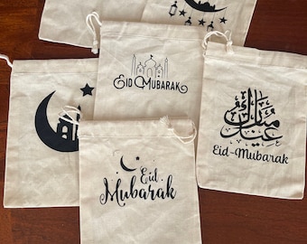 Eid Goodie Bags Ramadan Loot Bags Islamic Muslim Eidie Canvas Custom Party Favors Can be Personalized