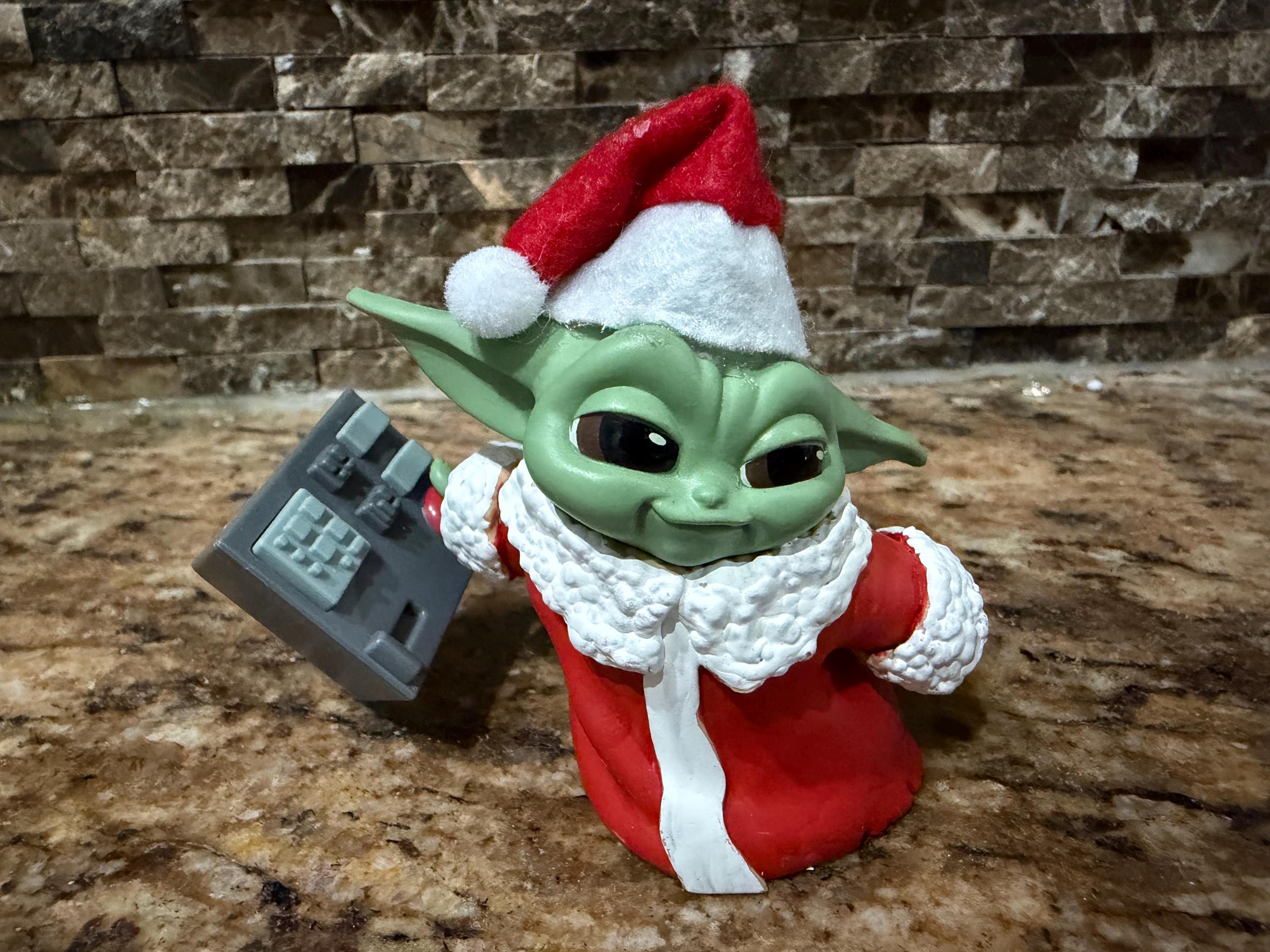 Christmas Santa Themed Baby Yoda Plastic Dome Centerpiece Handmade