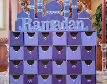 Fonlyou Calendrier de l'Avent musulman en bois pour l'Aïd du Ramadan  Mubarak Calendrier du Ramadan de 30 jours