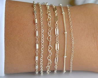 Dainty Silver Bracelet, Sterling Silver Bracelet or Dainty Gold Bracelet, Gold Filled Bracelet, Gold Chain Bracelet, Free Gift Packaging.