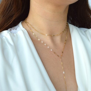 Gold Lariat Necklace, Layered Necklace Set, Dainty Gold Necklace, Y Necklace, Simple Gold Necklace, Summer Jewelry, Free Gift Packaging.