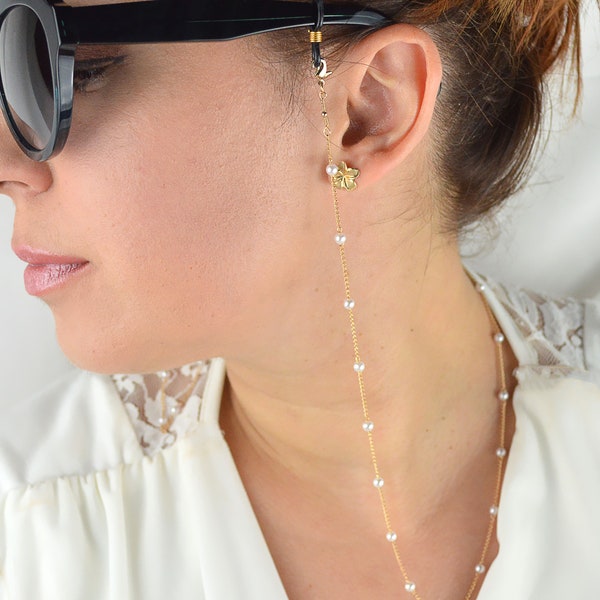 Glasses Chain: Perfect Gold Glasses Chain for Everyday Wear – Stylish Sunglasses Chain for You - Handmade Pearl Glasses Chain