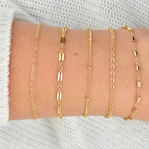 Dainty Gold Bracelet Set - Gold Filled Bracelets - Perfect Waterproof Jewelry | Free Gift Packaging.