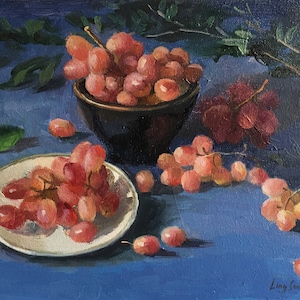 Die Trauben #2, Original Weintrauben Impressionistische Ölmalerei