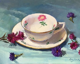 The Cup, Original Oil Painting, Framed
