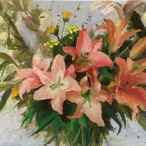 3D Ölgemälde Warme Blumen Rosa Malerei Seerosen Kunst Rosa Lilie Blume Lilie Malerei original gerahmte Kunst