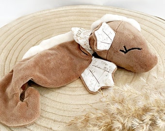 Comfort blanket, seahorse Lumi, brown, plush, with name