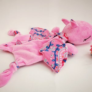 Baby lovey, softtoy, dragon, light pink, plush, with name image 3