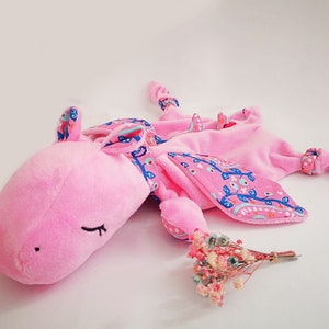 Baby lovey, softtoy, dragon, light pink, plush, with name image 2