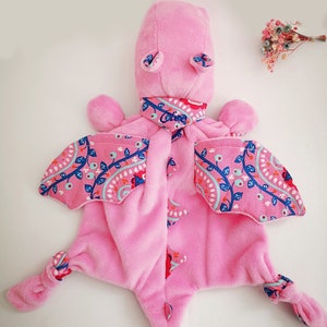 Baby lovey, softtoy, dragon, light pink, plush, with name image 5