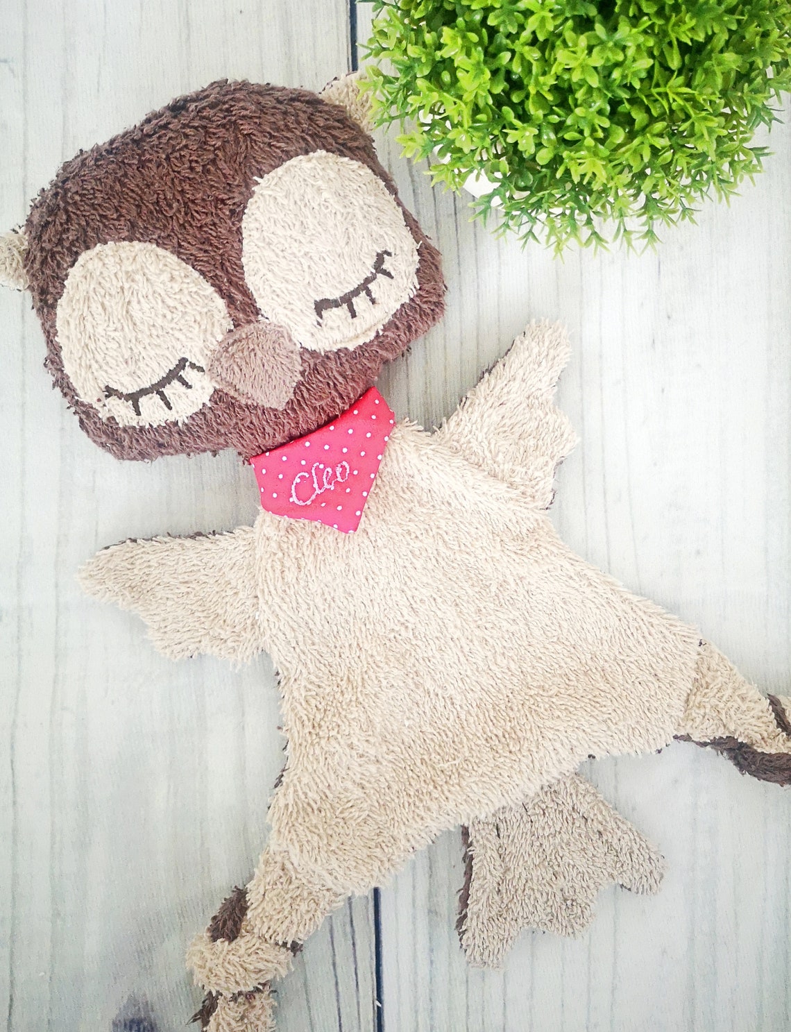 Schnuffeltuch Frottee Eule Lina mit Namen Etsy