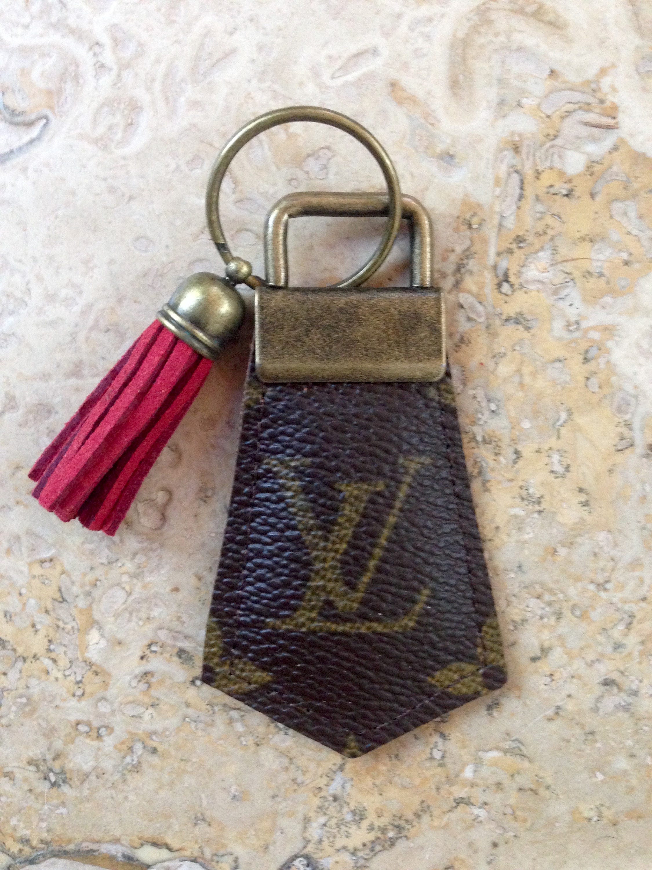 Handcrafted repurposed Louis Vuitton canvas key chain with Etsy