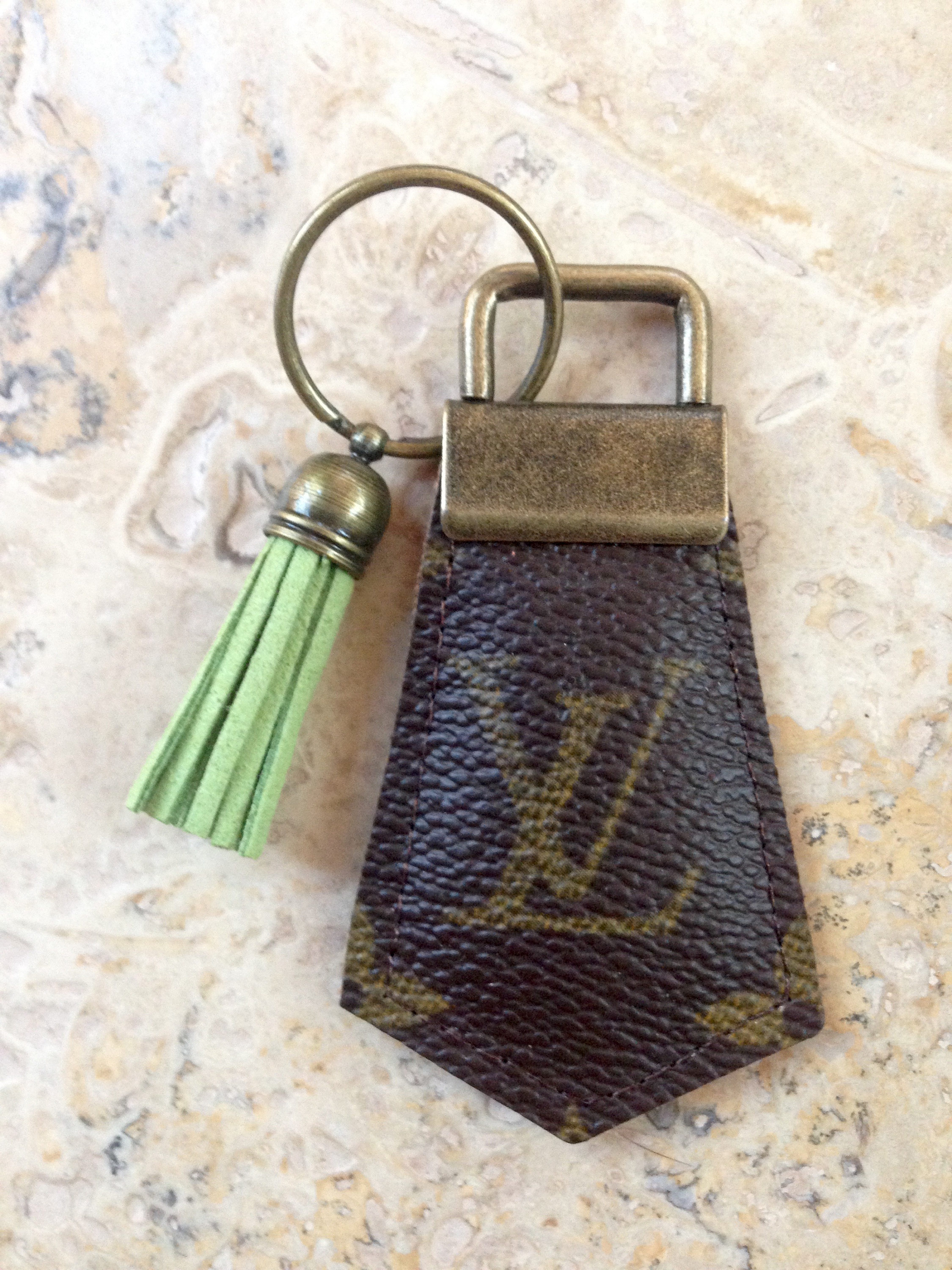 Handcrafted re-purposed Louis Vuitton canvas key chain with | Etsy