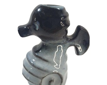 Peter Pots Seahorse Creamer Art Pottery Blue  Stoneware  Creamer Nautical 3.5"
