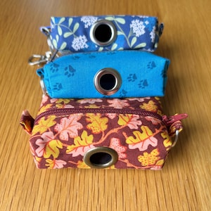 Handmade Fabric Dog Poop Bag Holder: Colorful Patterned Dispenser