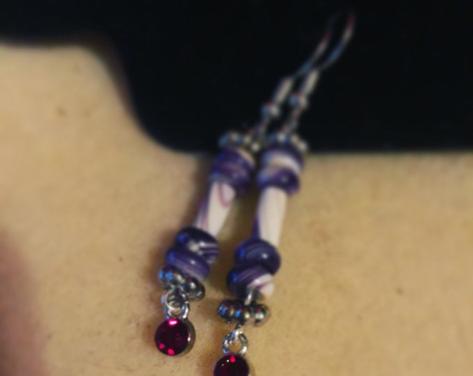 Wampum and Birthstone Earrings