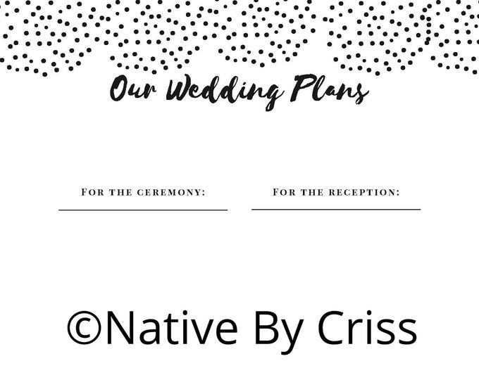 Our Wedding Plans Planner Insert Page