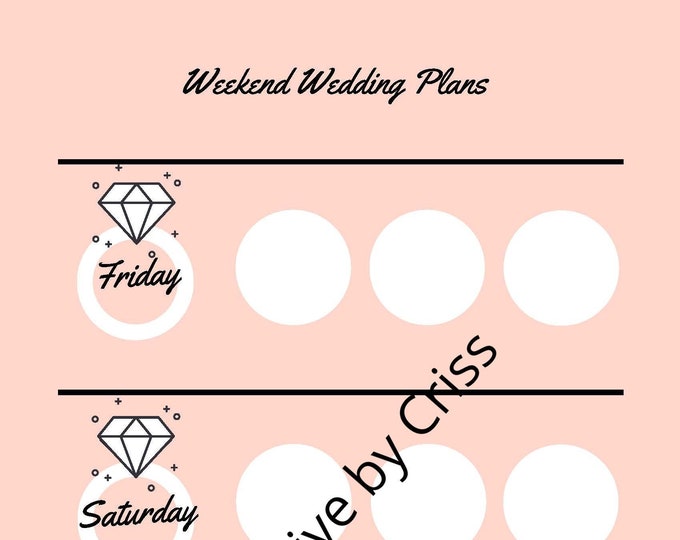 Wedding Weekend Itinerary, Plans, Diamond, Pink, Black, Elegant, Diamond Ring