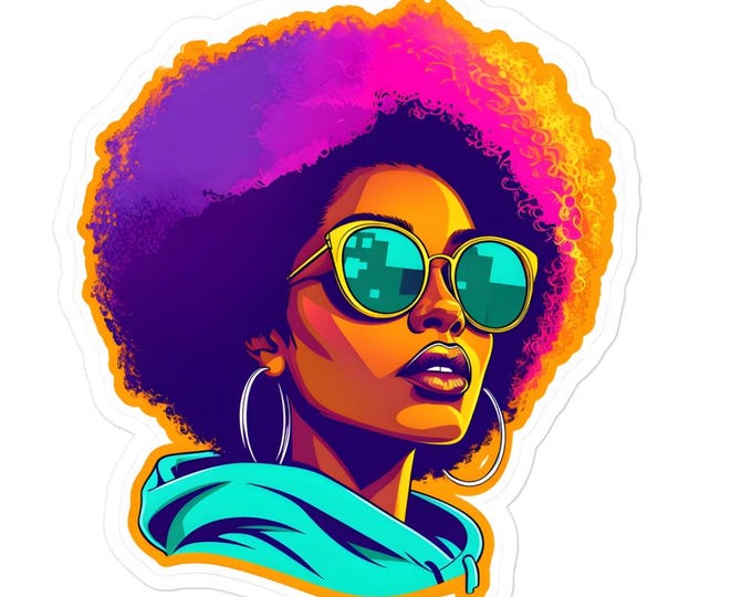 RETRO AFRO QUEEN Sticker – Bold, Bright & Powerful - Bubble-free stickers