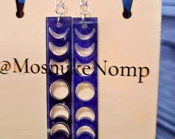 Grandmother Moon Phase, Lunar Cycle, Celestial Earrings Handmade Acrylic