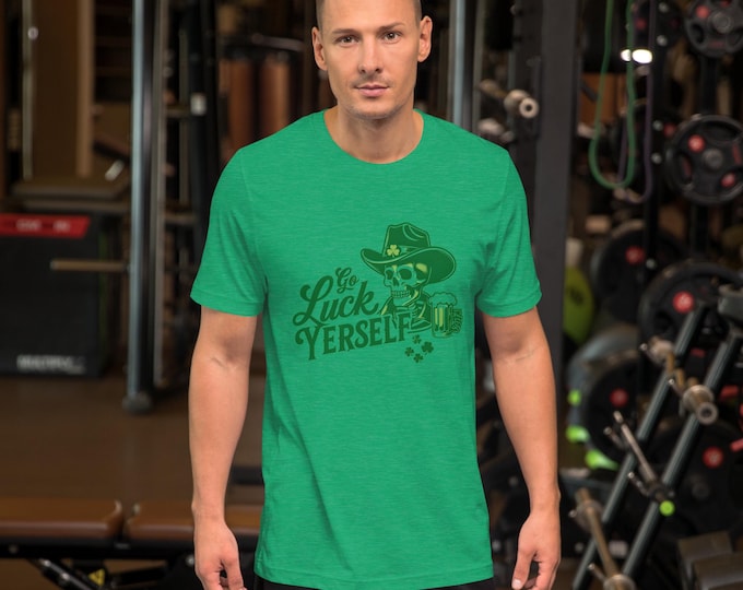 St. Patrick’s Day "Go Luck Yerself" Pirate Skeleton T-Shirt!