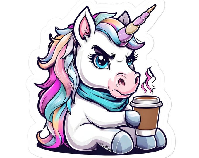Magical Mornings Start with Coffee – Unicorn Sticker!