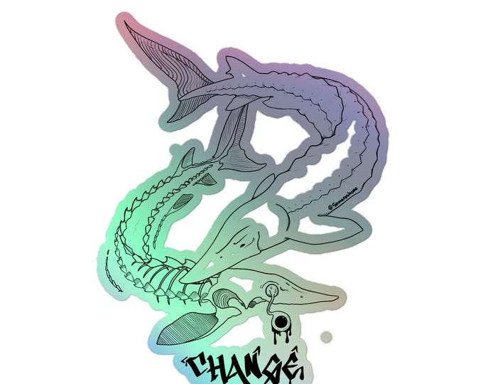 Shimmer for a Cause Holographic Sturgeon stickers