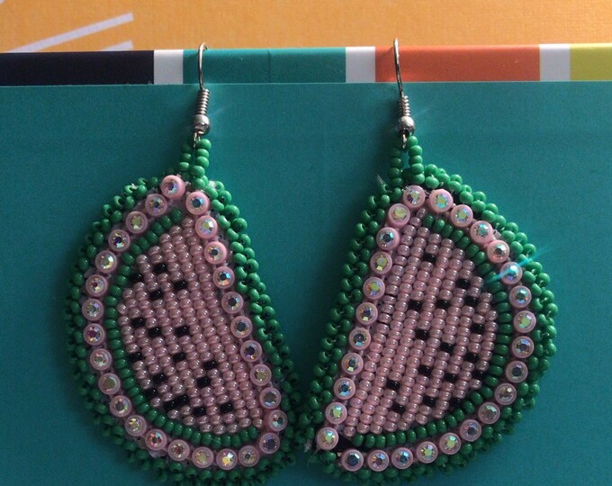 Watermelon Beaded Earrings