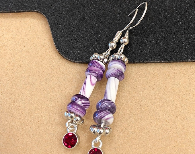 Wampum and Birthstone Earrings