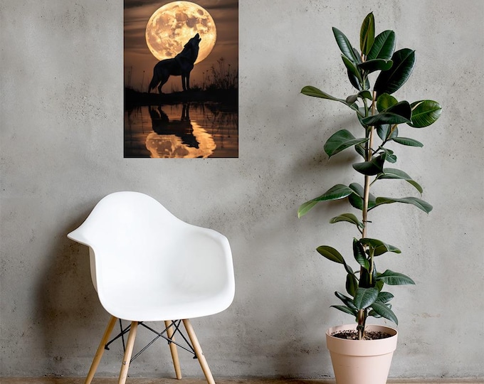 Howling Moon Wolf Poster – Glossy & Matte Finish