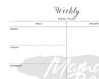 Mama Bear Weekly Meal printable planners. Planner schedules. 8.5 x 11 Planner set inserts. US Letter. Digital file - instant download.