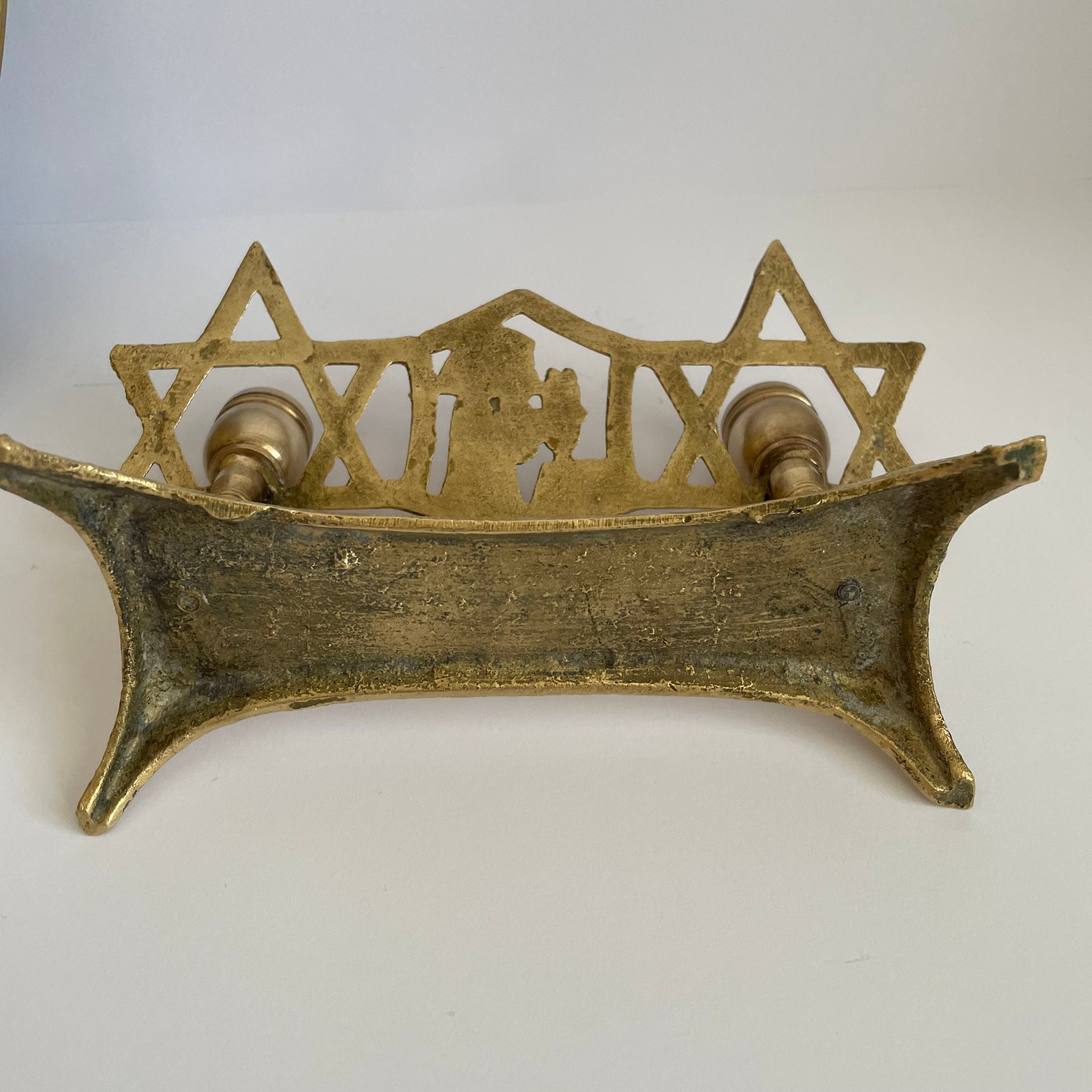 1960 Vintage Brass Shabbat Candlesticks Judaica Vintage Etsy