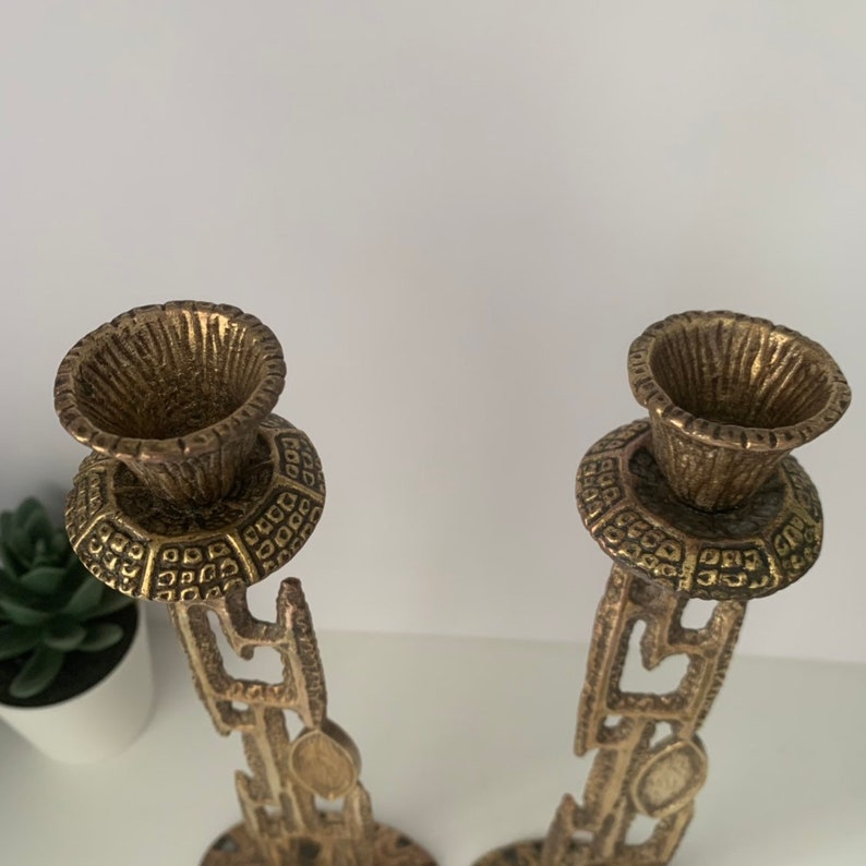 1960 Vintage brass Shabbat candle holders made in Israel Etsy
