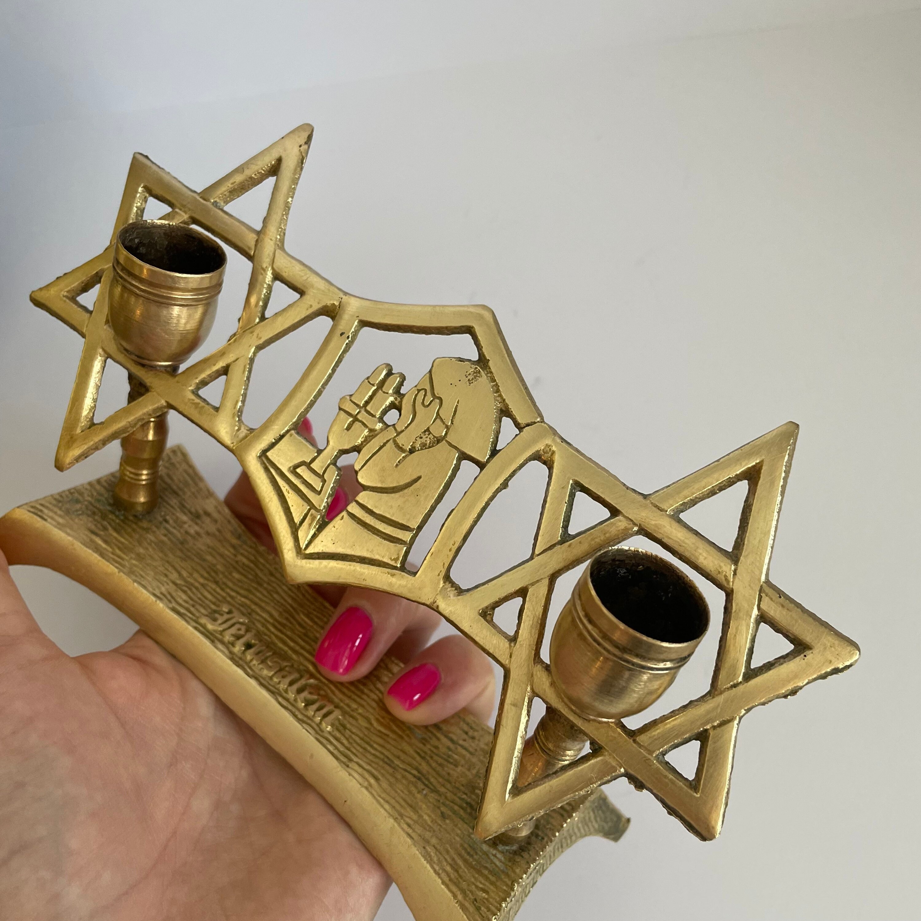 1960 Vintage Brass Shabbat Candlesticks Judaica Vintage Etsy