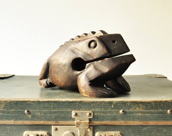 Vintage Wooden Frog - Hand Carved - Ethnic