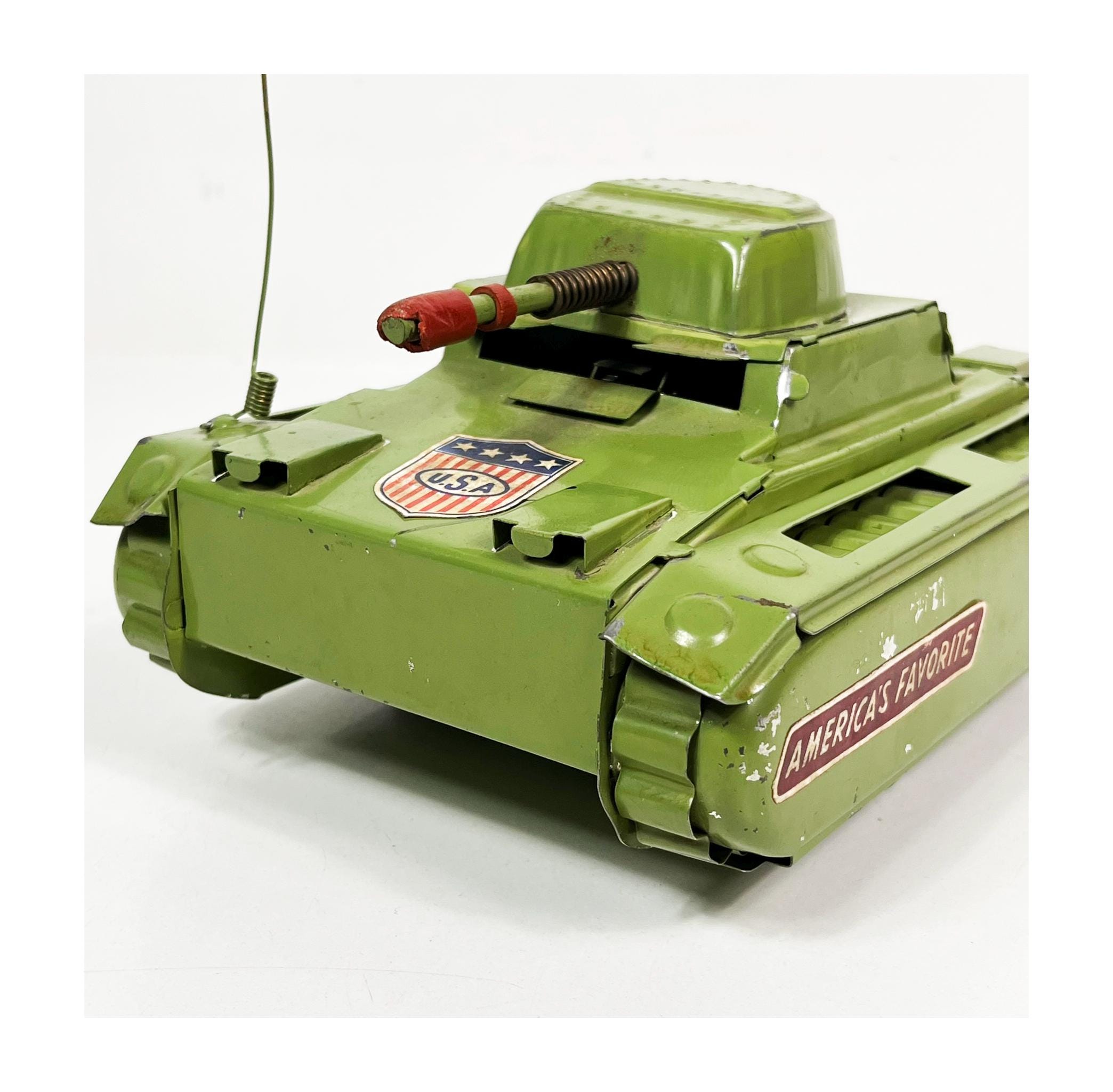 ヴィンテージ ゼンマイ式ブリキおもちゃ 軍用戦車 「アメリカの