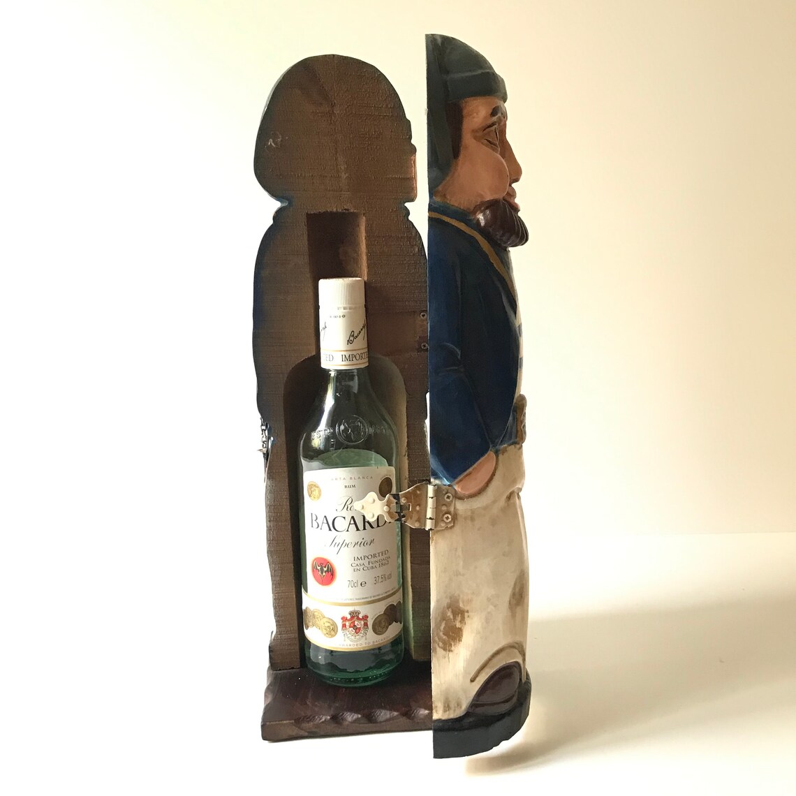 Vintage Carved Wooden Sailor Pirate Bottle Holder Alcohol Etsy