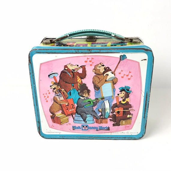 Vintage Walt Disney World Country Bear Lunch Box With Thermos Mickey Mouse  & Friends Aladdin Industries Metal Lunchbox Lunch Bag 