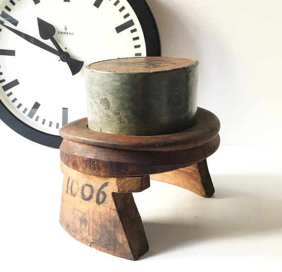 Vintage Solid Wood & Metal Millinery Hat Block - H