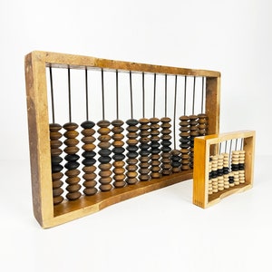 Vintage Wooden Abacus Set: Large School Calculator & Small Pupil&#39;s Abacus