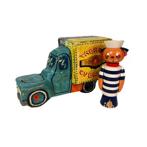 Vintage Paper Mache Truck – Handmade & Handpainted Folk Art (1998)