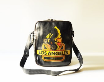 Vintage Leather Skyline Bag - Unisex - Los Angeles 1984 - Messenger Crossbody Shoulder Bag - School Bag