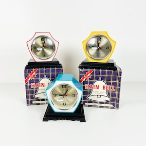 Vintage NOS Hain Bell Desk Alarm Clock - Made in Korea - Unused - New Old Stock - Space Age Clock - Sam Kyung Time Co Ltd