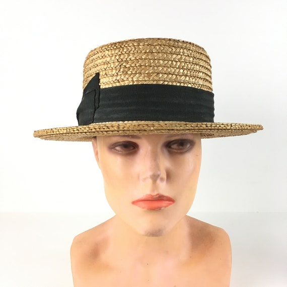 Antique Boater Hat - Straw Hat - Mens Hat -  Summ… - image 3