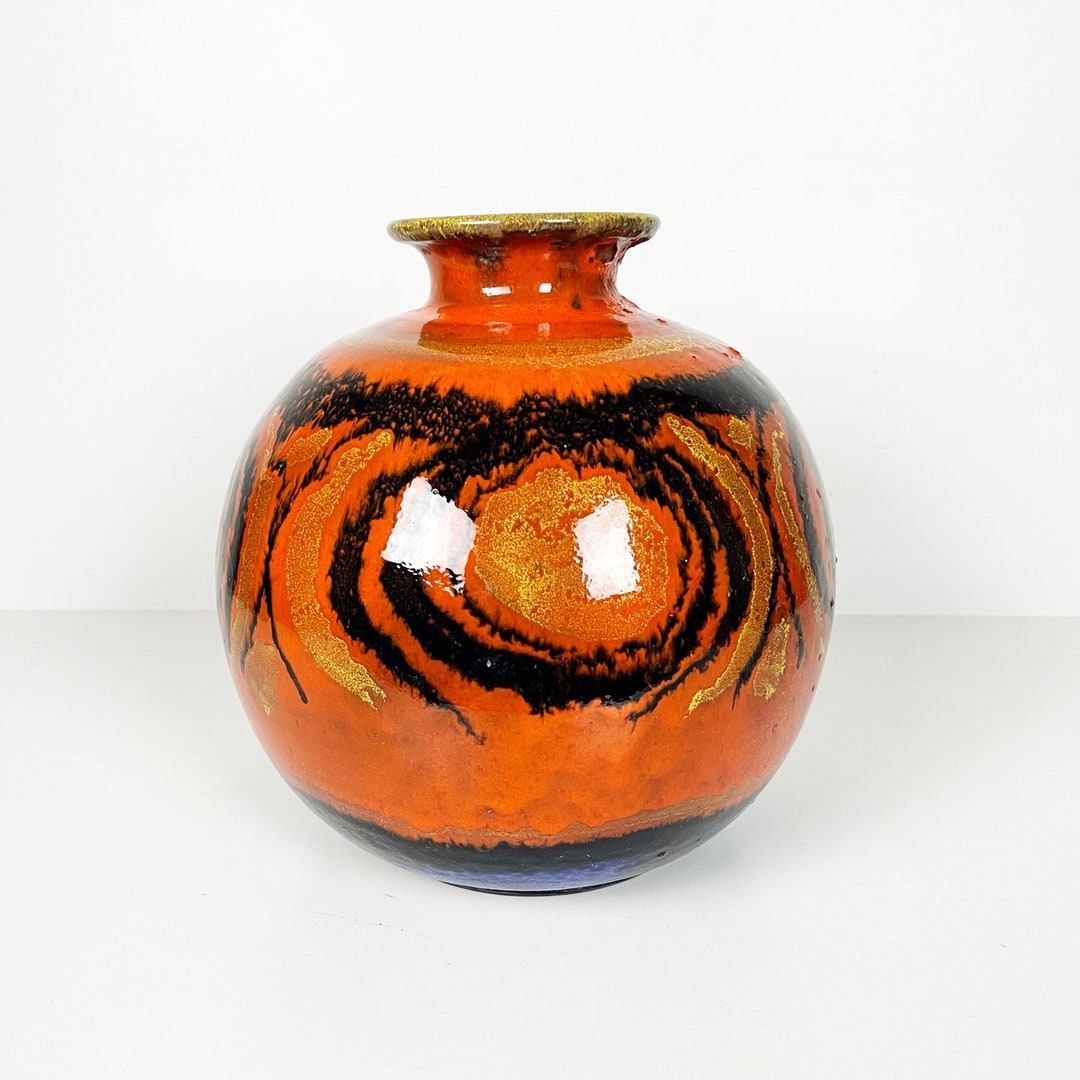 Vintage West German Fat Lava Vase: Handmade Ceramic, 1970s Decor