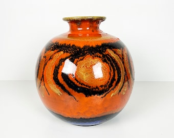 Vintage West German Fat Lava Vase: Handmade Ceramic, 1970s Decor